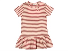 Petit Piao dress light berry/dark off-white striped